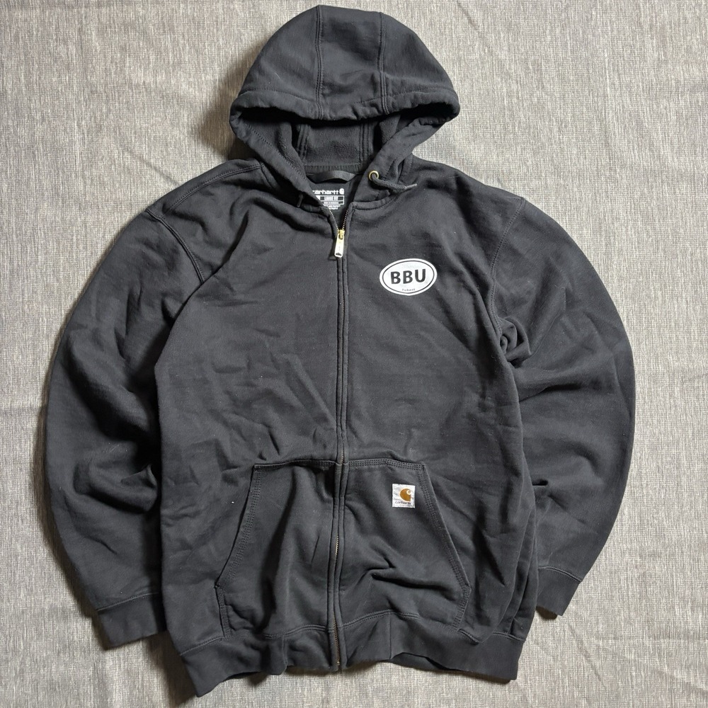 Carhartt Black Zip Up Hoodie With Bbu Logo - L